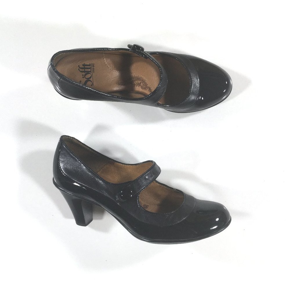 Sofft Patent Leather Mary Jane Heels Womens Size 6.5M Black
